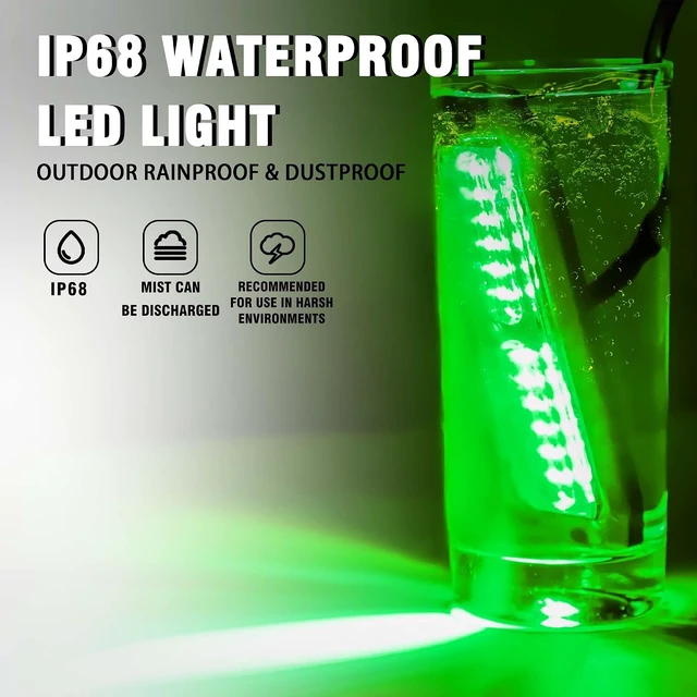 Alt view image 3 of 6 - 8-Pack 12V LED Strobe Lights, Green, Sync Feature with Controller for Trucks, ATV & RV