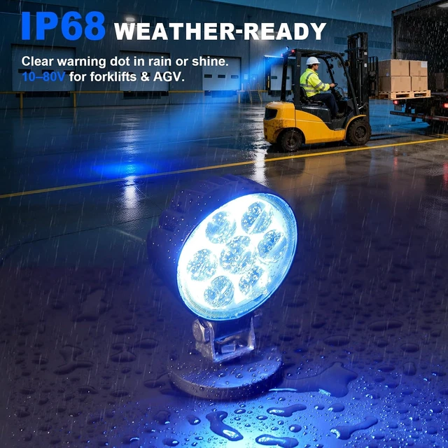 Alt view image 2 of 7 - LED Blue Spot Forklift Safety Light with Magnetic Mount Warning