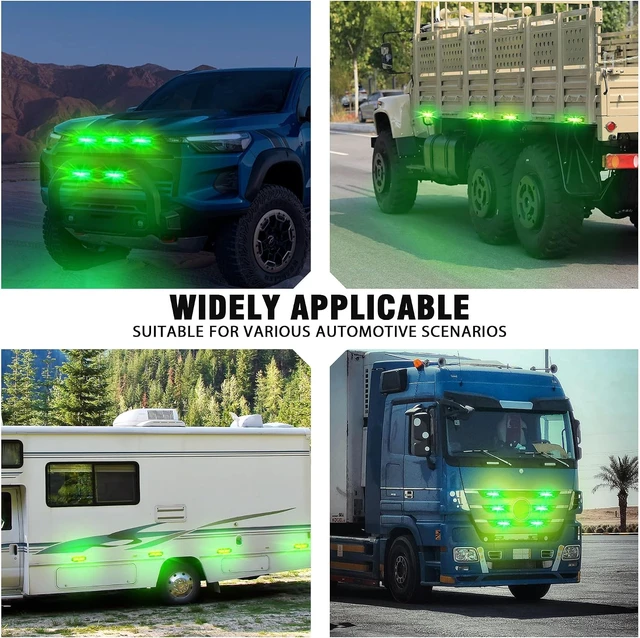 Alt view image 6 of 6 - 8-Pack 12V LED Strobe Lights, Green, Sync Feature with Controller for Trucks, ATV & RV