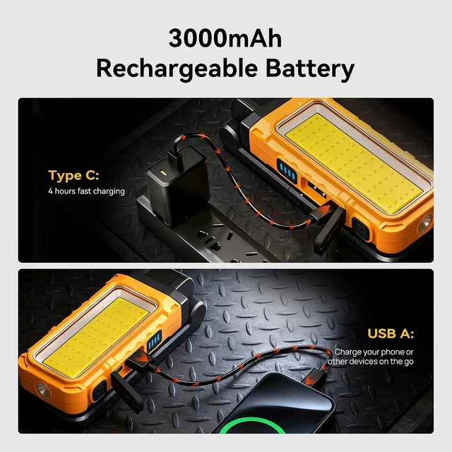 Alt view image 5 of 7 - 2-Pack 1500LM Rechargeable Magnetic Work Lights