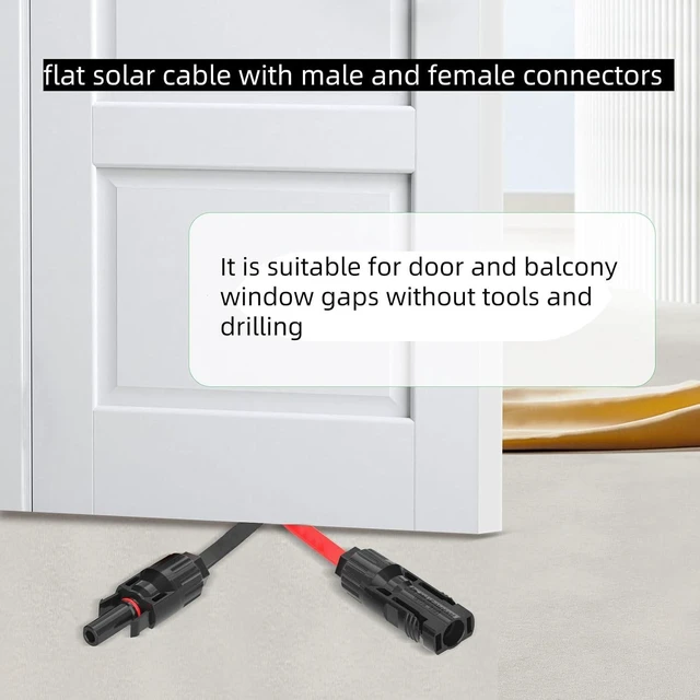 Alt view image 2 of 7 - Flat Solar Cable Connector, Flexible Extension Wires for RV & Balcony Panels, Through Door Without Drilling, 3.3ft