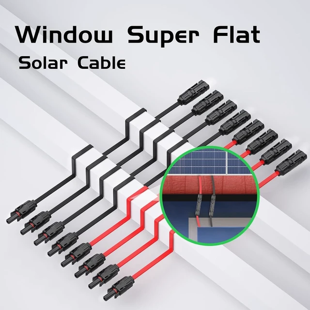 Alt view image 4 of 7 - Flat Solar Cable Connector, Flexible Extension Wires for RV & Balcony Panels, Through Door Without Drilling, 3.3ft