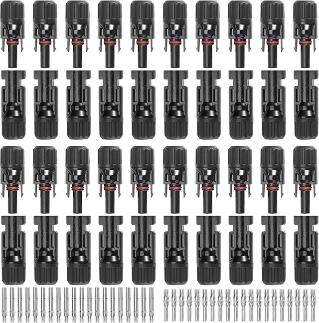 Main image of 20-Pairs 10AWG Solar Cable Connectors, IP67 Waterproof