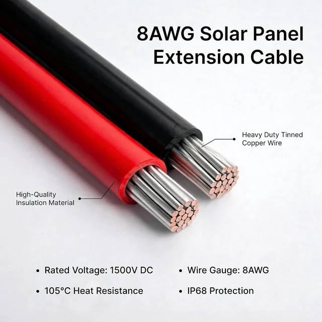 Alt view image 3 of 6 - 20FT 8AWG Solar Panel Cable, MC4 to O-Ring Adapter for Solar Generator, Inverter & Battery Charger