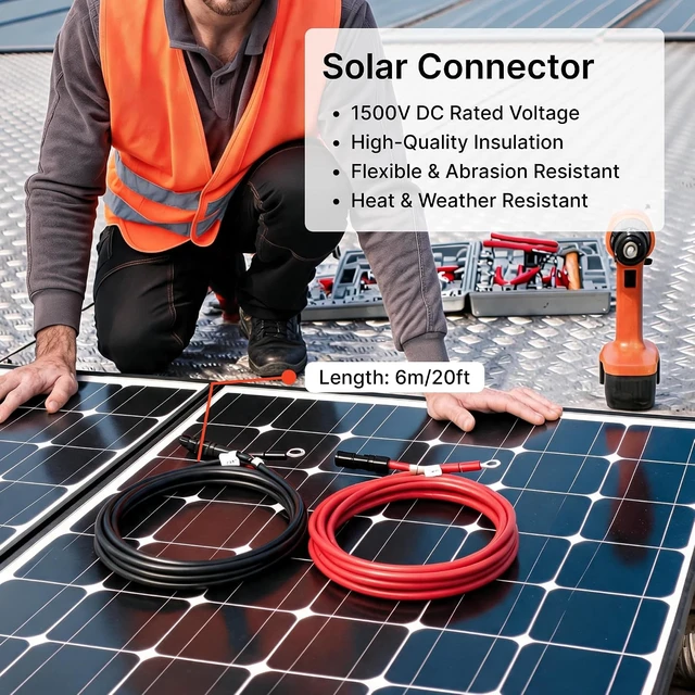 Alt view image 6 of 6 - 20FT 8AWG Solar Panel Cable, MC4 to O-Ring Adapter for Solar Generator, Inverter & Battery Charger