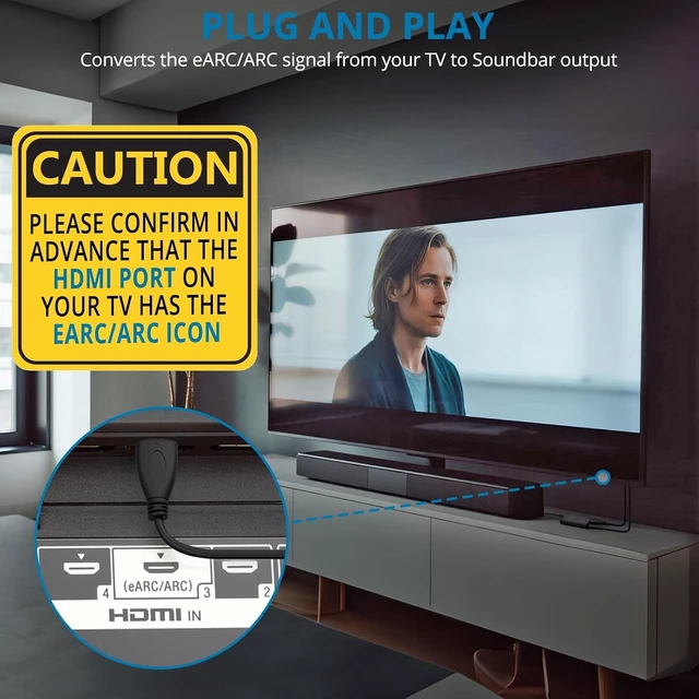 Alt view image 3 of 7 - HDMI eARC to Optical Audio Adapter, Supports Dolby 5.1 & DTS 5.1