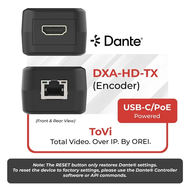 Alt view image 2 of 7 - 2-Channel HDMI to Dante Audio Transmitter Converter