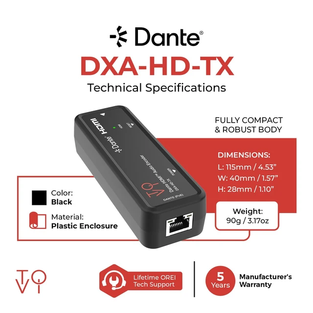 Alt view image 5 of 7 - 2-Channel HDMI to Dante Audio Transmitter Converter