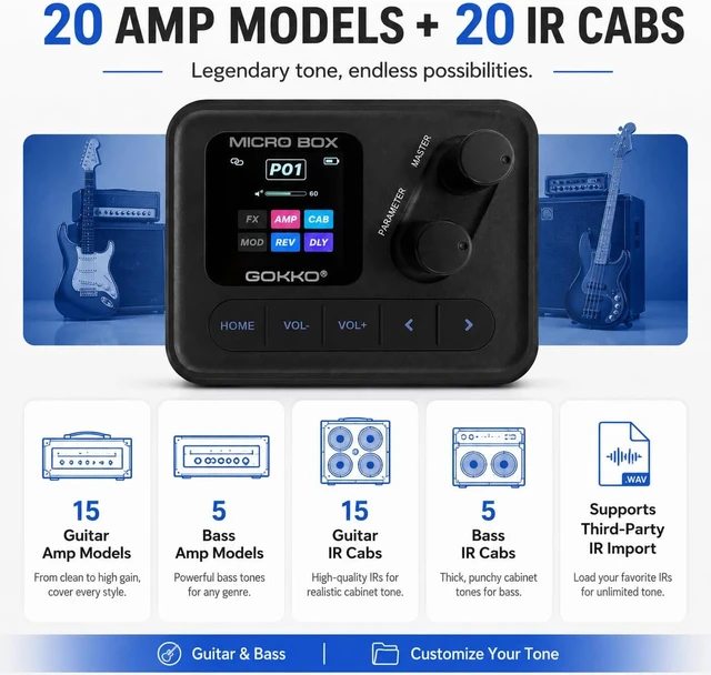 Alt view image 7 of 7 - GMB-10 Guitar Effects Processor with Amp Modeling & USB Recording