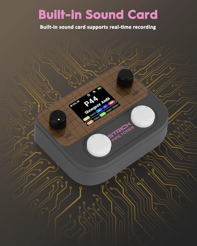 Alt view image 5 of 7 - Pipe Tones Pocket Multi-Effects Processor for Guitar & Bass, 125 Effects, 40s Looper & 100 Drum Patterns, Dark Gray