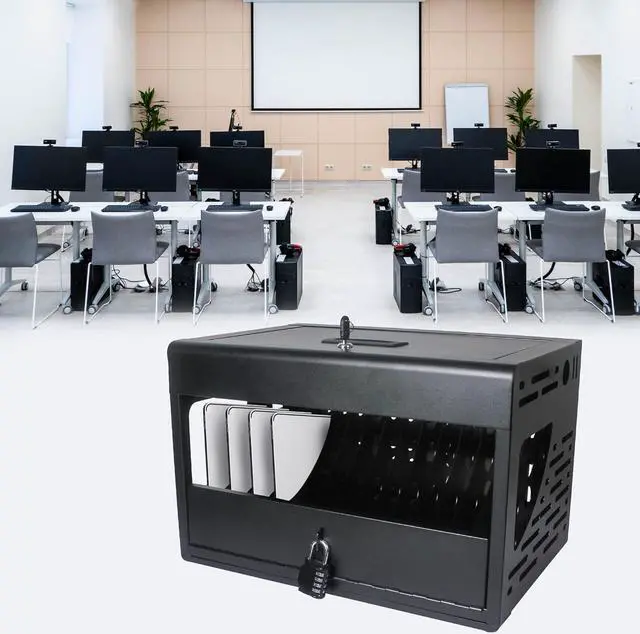 Alt view image 6 of 6 - 16 Laptop Charging cabinets. Compatible with Tablets up to 14" and 1.2" Thick. Storage Charging case with Safety Lock. Wall mountable Charging Cabinet. Suitable for classrooms, Offices, etc. (Black)