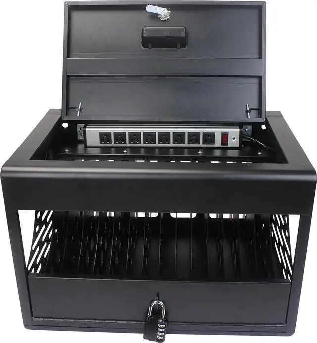 Alt view image 5 of 6 - 16 Laptop Charging cabinets. Compatible with Tablets up to 14" and 1.2" Thick. Storage Charging case with Safety Lock. Wall mountable Charging Cabinet. Suitable for classrooms, Offices, etc. (Black)