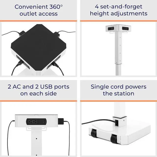 Alt view image 3 of 7 - PowerPro Charging Station | Mobile Power Tower for Multiple Devices | No Assembly Charging Tower with 8 USB-A Ports & 8 AC Outlets | UL Safety-Certified Charging for Schools & Businesses