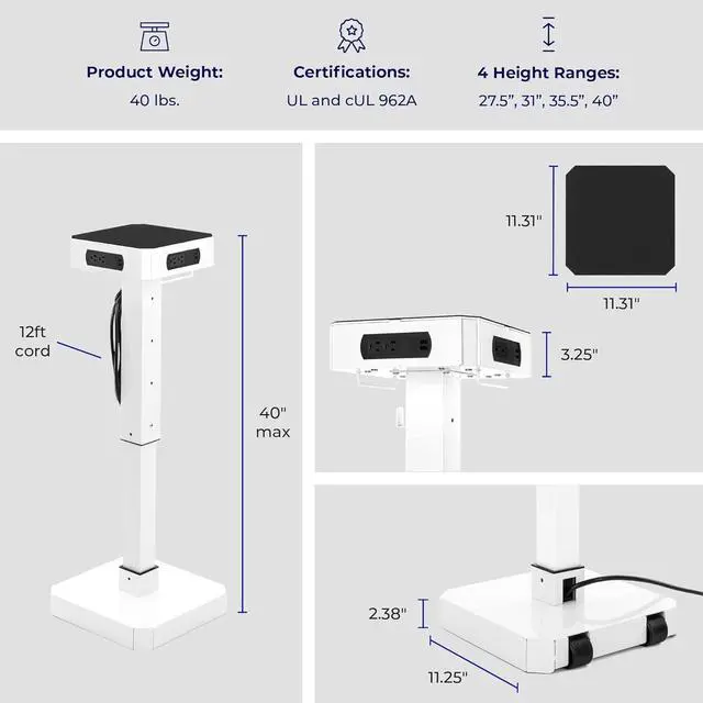 Alt view image 5 of 7 - PowerPro Charging Station | Mobile Power Tower for Multiple Devices | No Assembly Charging Tower with 8 USB-A Ports & 8 AC Outlets | UL Safety-Certified Charging for Schools & Businesses