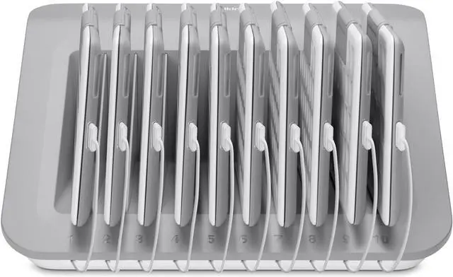 Alt view image 2 of 7 - Charging Station For Laptops - Charging Station For Classroom Organization W/ Surge Protection & Cable Management - Up To 10 Devices Including iPads, Samsung Tablets, Chromebooks & More