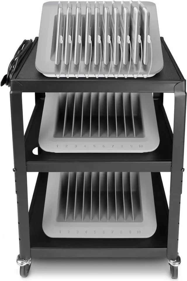Alt view image 7 of 7 - Charging Station For Laptops - Charging Station For Classroom Organization W/ Surge Protection & Cable Management - Up To 10 Devices Including iPads, Samsung Tablets, Chromebooks & More