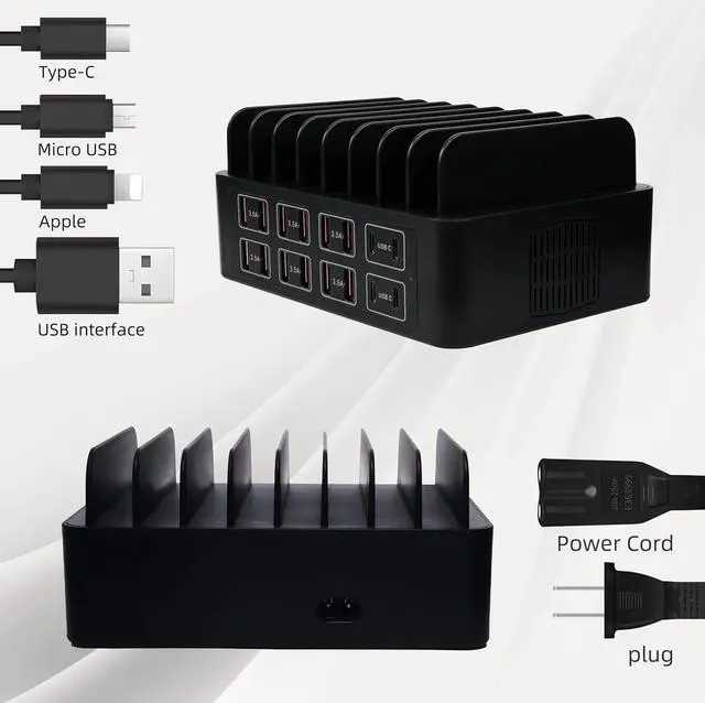 Alt view image 6 of 7 - 16 Ports Wall Charger,200W (12 USB Port+4 USB-C Port) Charger,Multiple Charging Station Desktop Compatible with iPhone 15,iPhone 14, iPhone 13, iPhone 12,Samsung,LG,Sony,Work with Any USB Devices