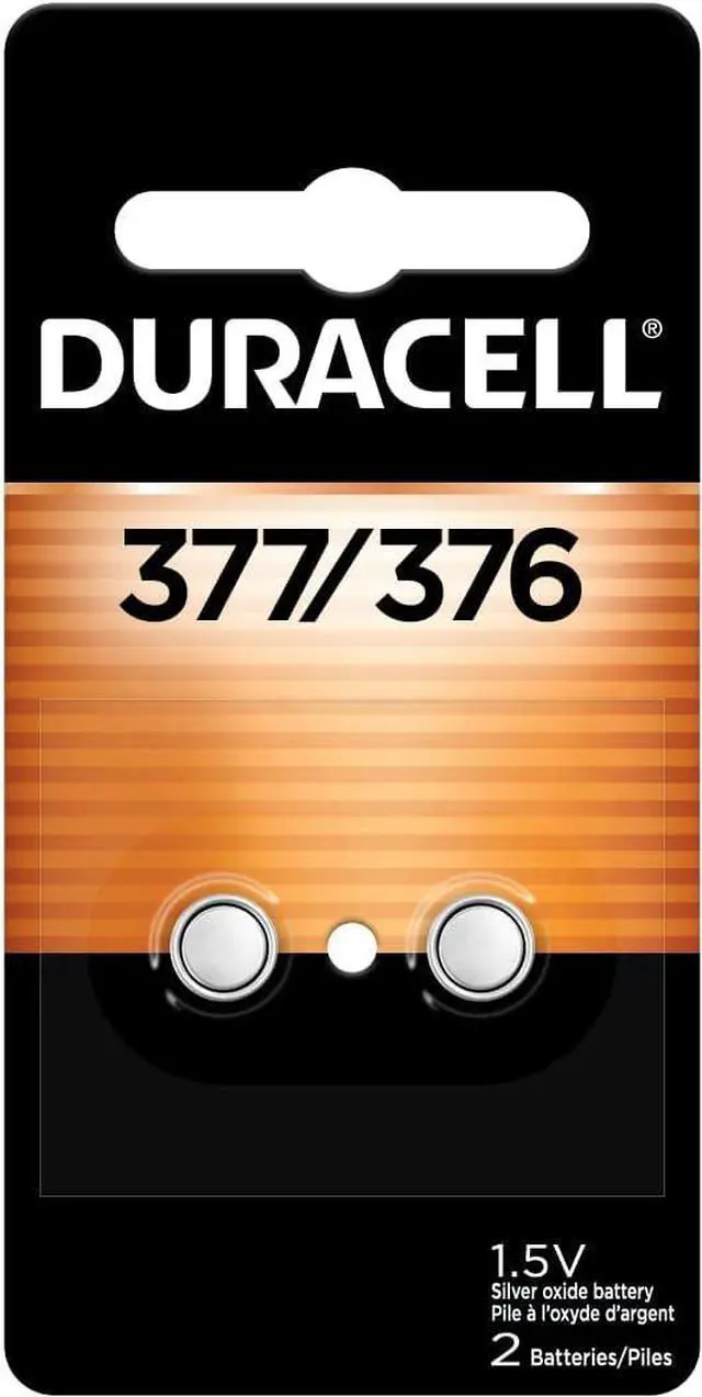 Main image of 376/377 Silver Oxide Button Battery, 2 Count Pack, 376/377 1.5 Volt Battery, Long-Lasting for Watches, Medical Devices, Calculators, and More