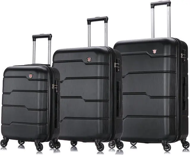 Main image of Hardside Luggage Set with Ergonomic Handles and TSA Lock | Spacious Travel Suitcase with Four Spinner Wheels and Studs | (20/24/28) 3 Piece Luggage Set | Black