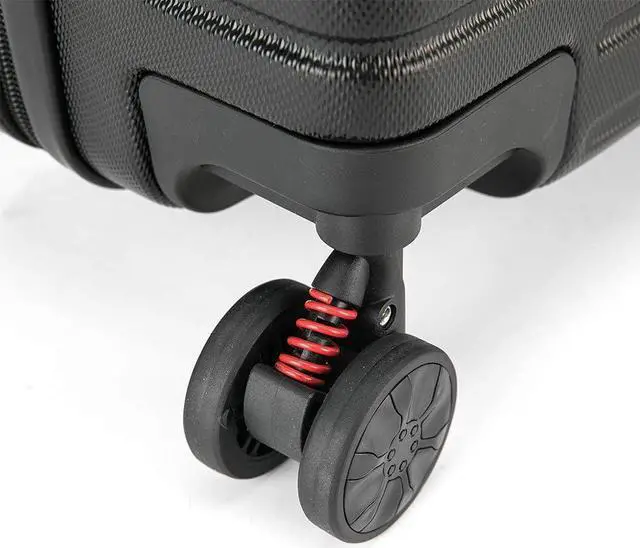 Alt view image 5 of 7 - Luggage Set with Dual Spinner Wheels and Studs | Spacious Travel Suitcases with Ergonomic Handles | (20/24/28) 3 Piece Hardside Luggage Set | Black