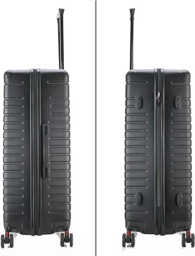 Alt view image 3 of 7 - Luggage Set with Dual Spinner Wheels and Studs | Spacious Travel Suitcases with Ergonomic Handles | (20/24/28) 3 Piece Hardside Luggage Set | Black
