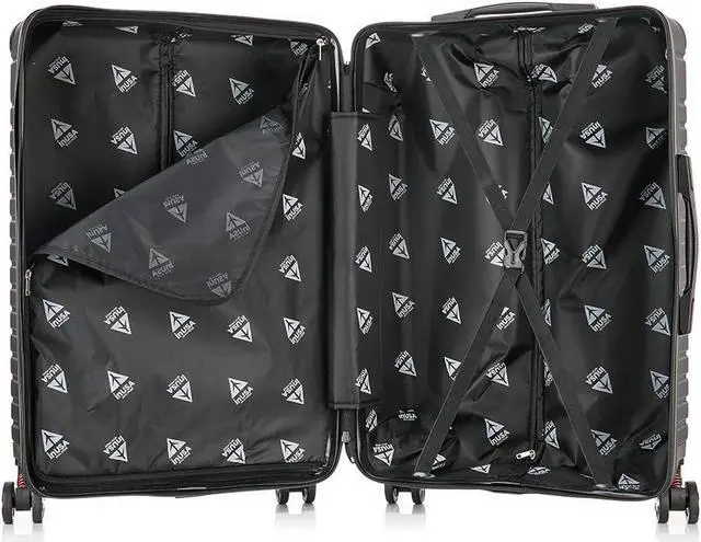 Alt view image 6 of 7 - Luggage Set with Dual Spinner Wheels and Studs | Spacious Travel Suitcases with Ergonomic Handles | (20/24/28) 3 Piece Hardside Luggage Set | Black