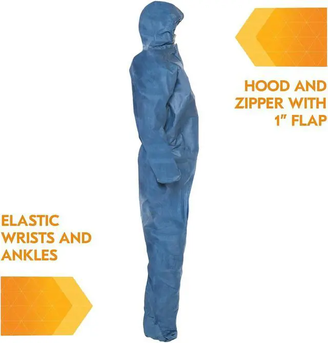 Alt view image 4 of 6 - KleenGuard 58514 A20 Breathable Particle Protection Coveralls, X-Large, Blue (Case of 24)