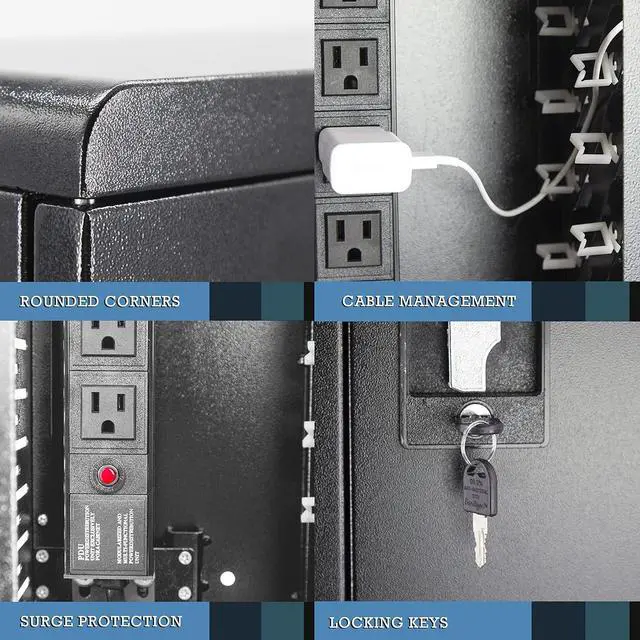 Alt view image 3 of 7 - Fully Assembled Wall Mount Tablet Charging Station,Locking Security Cabinet Charges 12 Devices,Compatible with Tablets & Chromebooks,Charging Cart for School, Office, Healthcare (Black/18 x 28)