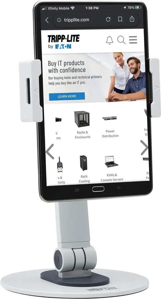 Alt view image 4 of 6 - Tripp Lite Full-Motion Desktop Mount Smartphones and Tablets - Mounts Apple iPhone, iPad, Android, Samsung & More - Supports 4.7 to 12.9 Device Mount