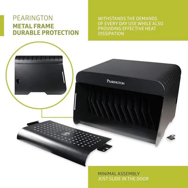 Alt view image 6 of 7 - 12 Device Portable Charging Station for Tablets, iPads, Chromebooks, and Laptop Computers with Lock, Surge Protection, for Classroom or Office