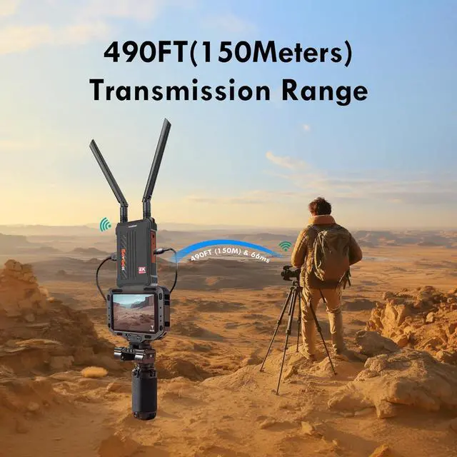 Alt view image 5 of 6 - Wireless HDMI Transmitter Receiver 4K:, 2.4/5.0GHz HDMI Wireless Extender for Streaming Video/Audio from DSLR/Camera/Projector/DVR/Laptop/PS5, 490FT (150M) Range 0.1S Low Latency
