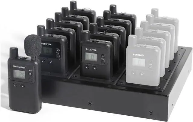 Alt view image 6 of 6 - AGJ Wireless Tour Guide System Rechargeable 1 Transmitter 10 Receivers 1 Charger Simultaneous Interpretation System Court Church Translation System for Training Factory Tour Group Teaching Conference