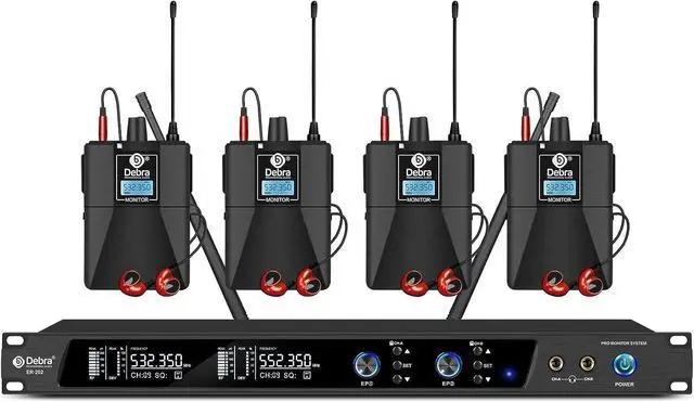 Main image of D Debra Audio PRO ER-202 UHF Dual Channel Wireless in Ear Monitor System with Monitoring Type for Stage, Receiver for Studio, Band Performance, Live Performance (4 Bodypack with Transmitter)