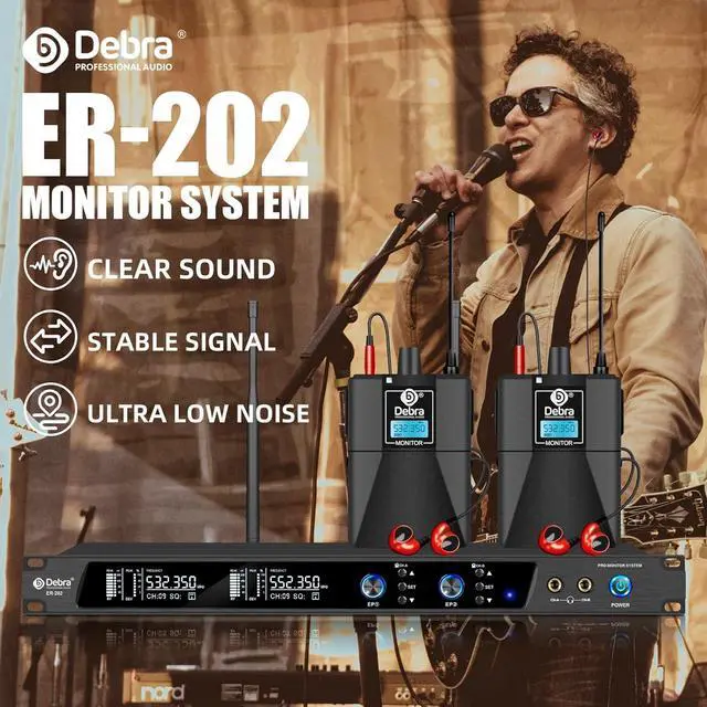 Alt view image 2 of 7 - D Debra Audio PRO ER-202 UHF Dual Channel Wireless in Ear Monitor System with Monitoring Type for Stage, Receiver for Studio, Band Performance, Live Performance (4 Bodypack with Transmitter)