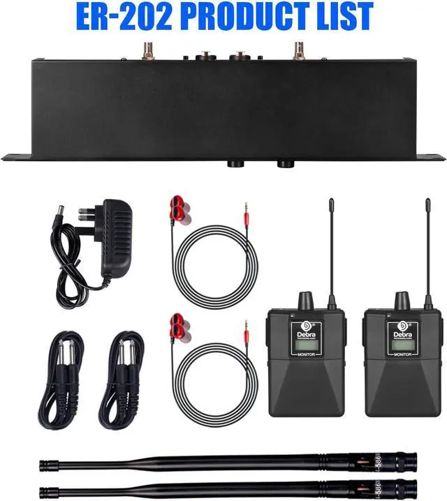 Alt view image 6 of 7 - Audio PRO ER-202 UHF Dual Channel Wireless in Ear Monitor System with Monitoring Type for Stage, Receiver for Studio, Guitar, Band Performance (2 Bodypack with Transmitter)