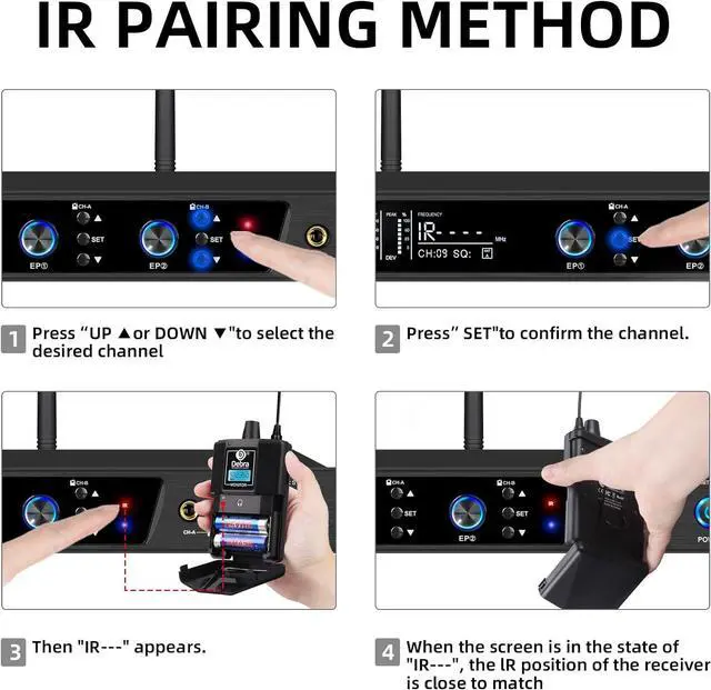 Alt view image 5 of 7 - Audio PRO ER-202 UHF Dual Channel Wireless in Ear Monitor System with Monitoring Type for Stage, Receiver for Studio, Guitar, Band Performance (2 Bodypack with Transmitter)