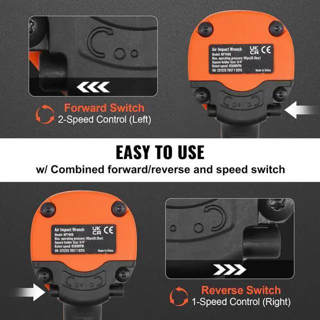 Alt view image 4 of 7 - Air Impact Wrench, 3/4-Inch Drive Air Impact Gun, Up to 1870ft-lbs Nut-busting Torque, Composite Pneumatic Impact Wrench for Auto Repairs and Maintenance Heavy Duty