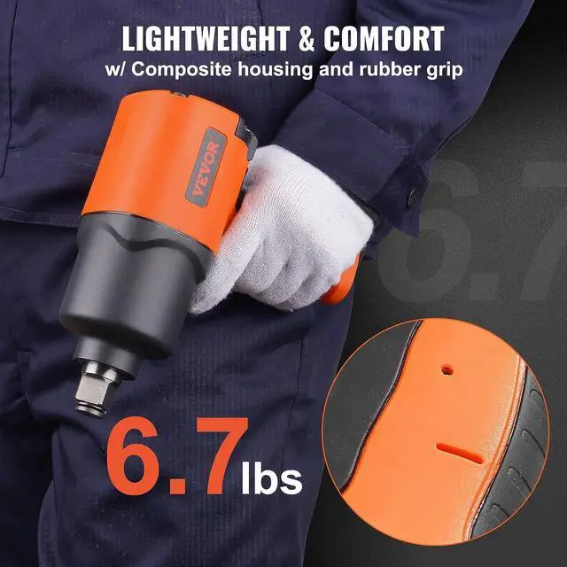 Alt view image 3 of 7 - Air Impact Wrench, 3/4-Inch Drive Air Impact Gun, Up to 1870ft-lbs Nut-busting Torque, Composite Pneumatic Impact Wrench for Auto Repairs and Maintenance Heavy Duty