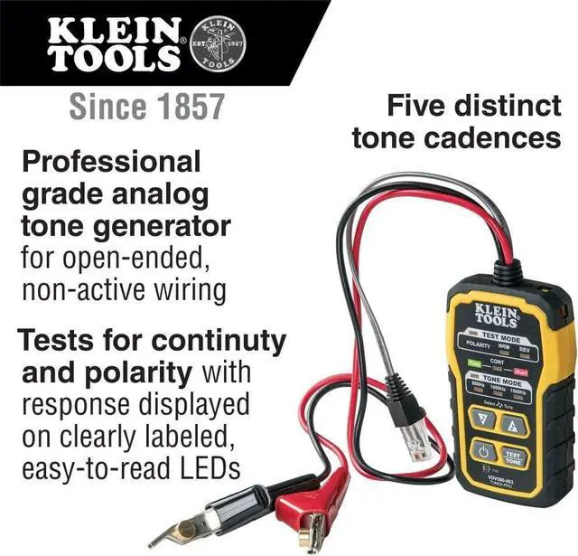 Alt view image 2 of 5 - Klein Tools VDV500-063 Wire Tracer Tone Generator, Toner-Pro, Phone (RJ11 and RJ12), Data (RJ45) Coax and Other Non-Energized Wire Tracer