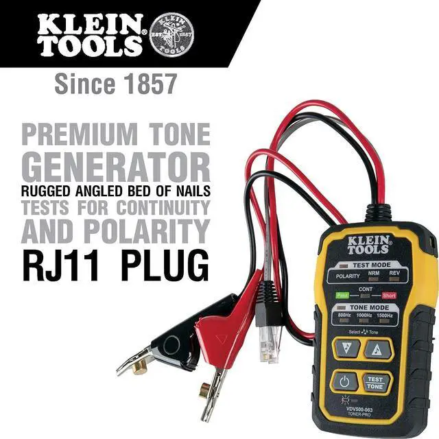 Alt view image 3 of 5 - Klein Tools VDV500-063 Wire Tracer Tone Generator, Toner-Pro, Phone (RJ11 and RJ12), Data (RJ45) Coax and Other Non-Energized Wire Tracer
