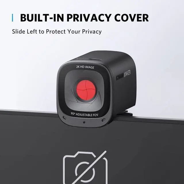 Alt view image 4 of 7 - PowerConf C200 2K Webcam for PC, Webcam for Laptop, Computer Camera, with AI-Noise Canceling Microphones, Stereo Mics, Adjustable Field of View, Low-Light Correction, Built-in Privacy Cover