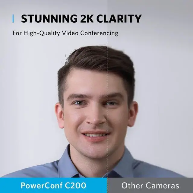 Alt view image 6 of 7 - PowerConf C200 2K Webcam for PC, Webcam for Laptop, Computer Camera, with AI-Noise Canceling Microphones, Stereo Mics, Adjustable Field of View, Low-Light Correction, Built-in Privacy Cover