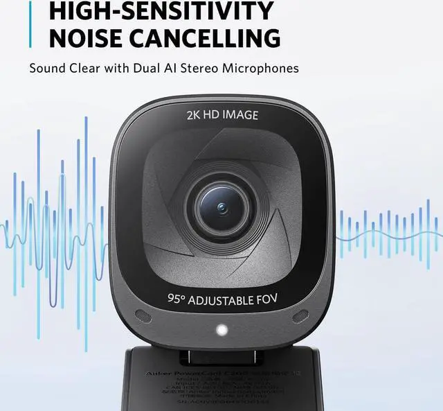Alt view image 7 of 7 - PowerConf C200 2K Webcam for PC, Webcam for Laptop, Computer Camera, with AI-Noise Canceling Microphones, Stereo Mics, Adjustable Field of View, Low-Light Correction, Built-in Privacy Cover