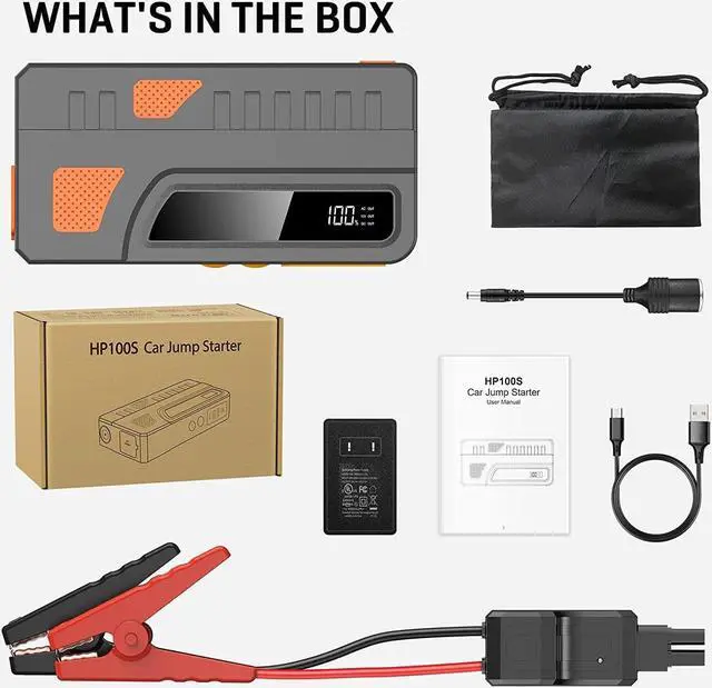 Alt view image 4 of 6 - Portable Laptop Phone Charger 66000mWh with Car Jump Starter and 110V AC Outlet, Portable Battery Pack Power Bank with LED Light for 12V Car (8L Gas or 6.5L Diesel) Home Outdoor and Camping