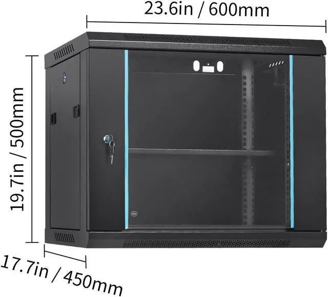 Alt view image 7 of 7 - 9U Wall Mount Network Server Rack Cabinet Enclosure 15.5'' Deep Door Lock