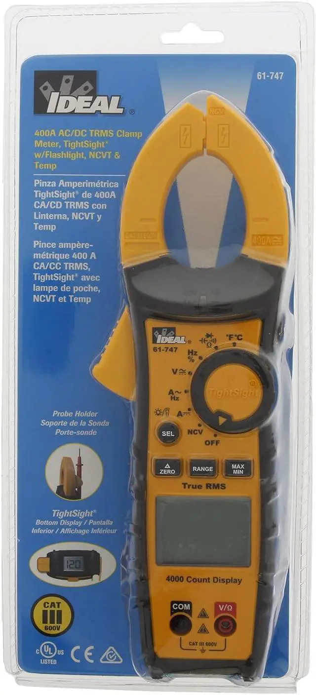 Alt view image 2 of 7 - 61-747 TightSight 400 Amp 600-Volt Digital Truerms AC/DC Clamp Meter
