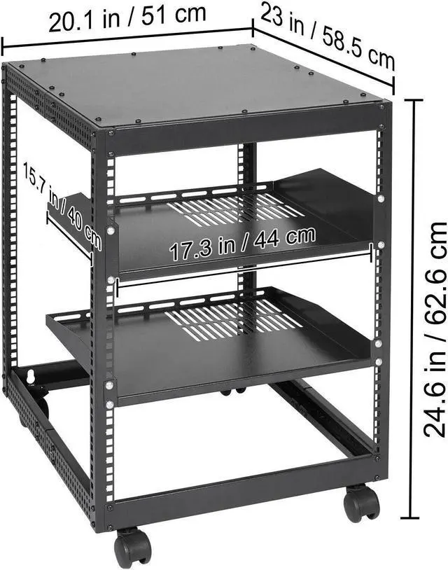 Alt view image 2 of 7 - 12U 4 Post Open Frame Server Rack Network Enclosure 15''-40'' Adjustable