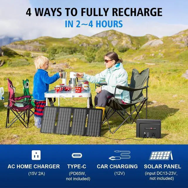 Alt view image 2 of 7 - Portable Power Bank with AC Outlet 100W, 97.68Wh/26400mAh Portable Battery Pack with DC/USB A/USB C/AC Outlet PD65W Battery Bank Fast Charging Phone Laptop Charger for Outdoor Camping Travel RV