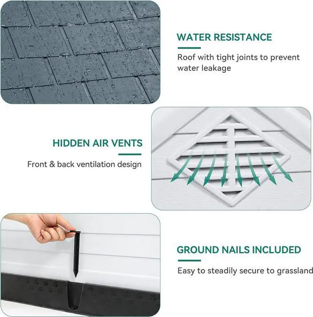 Alt view image 4 of 7 - 41'' Large Plastic Dog House Outdoor Indoor Doghouse Puppy Shelter Water Resistant Easy Assembly Sturdy Dog Kennel with Air Vents and Elevated Floor (41''L*38''W*39''H, Gray)