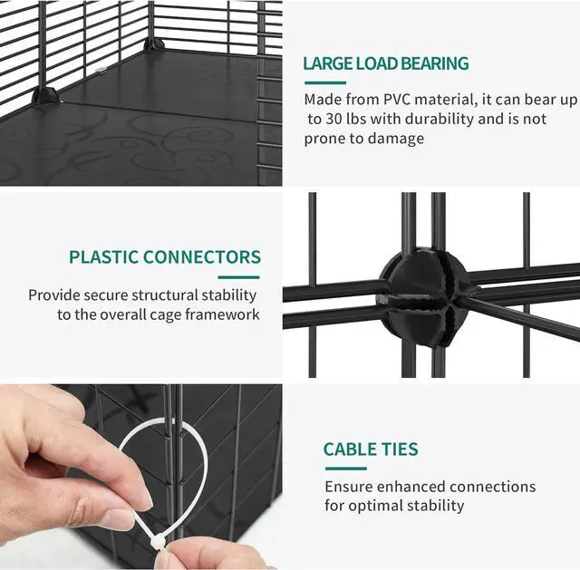 Alt view image 3 of 7 - Indoor Cat Cage 2 Tier Kitten Cage House Cat Enclosure Outdoor Small Animal DIY Pet Playpen Detachable Metal Kennel for Ferret Kitty, Bunny, Chinchilla, Squirrel, rv Travel, Camping